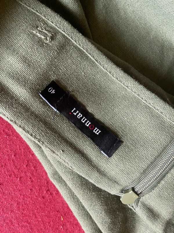 Len linien xl monnari spodnica midi trapez khaki oliwkowa 38 40