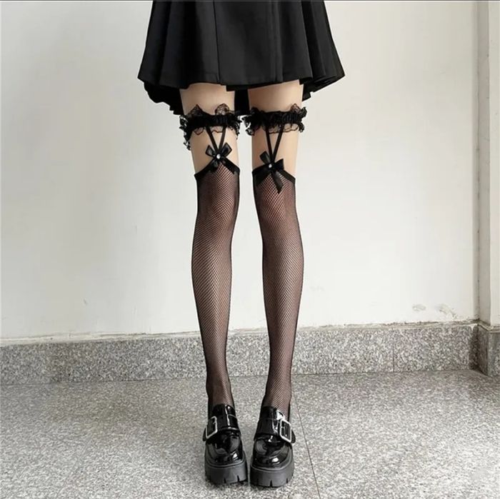Эротические сексуальные чулки подвязки бантик сетка бантик аниме
