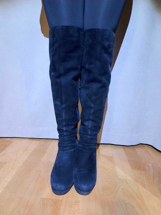 Жіночі чорні ботфорти чоботи сапоги 41 р Welfare натуральна шкіра замш