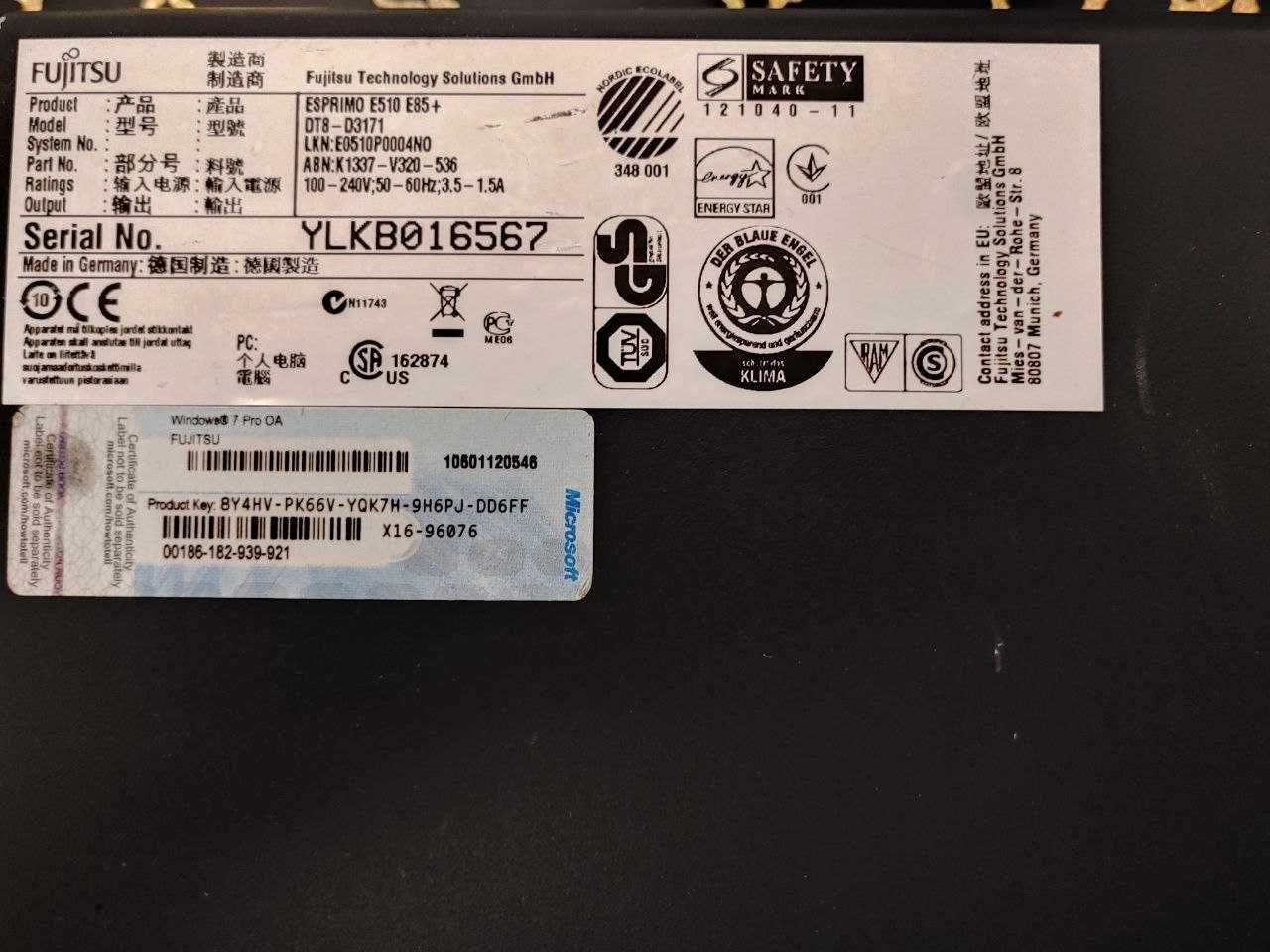 Пк Fujitsu Esprimo E510 E85+