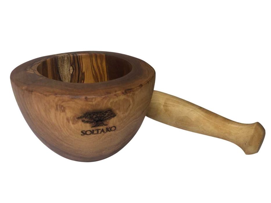 SOL19 Moździerz Z Drewna Oliwnego Z Tłuczkiem Drewno Oliwne 11cm