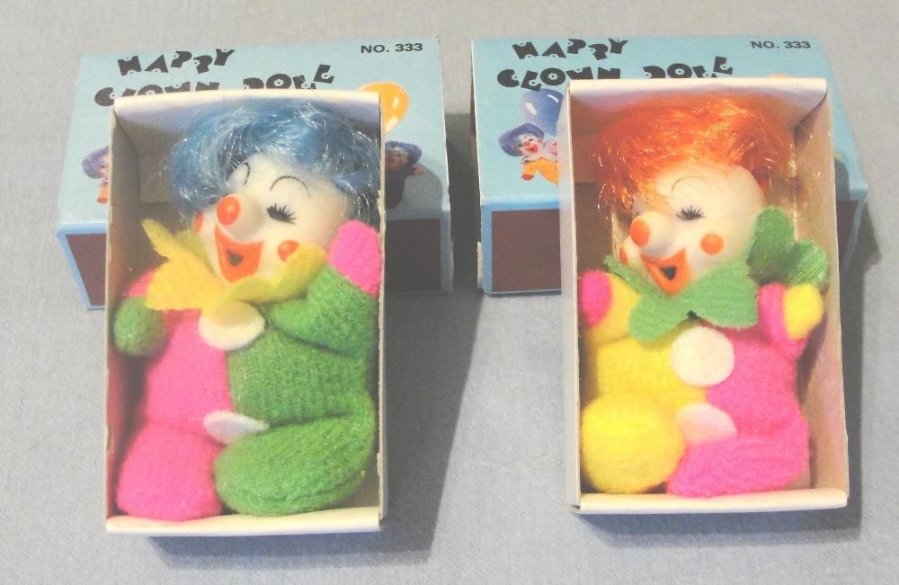 Mini bonequinhas / palhaços fabricados em Hong Kong nos anos 70
