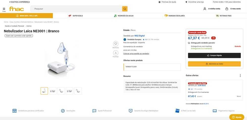 Laica Inalador nebulizador crianças idosos (1136)