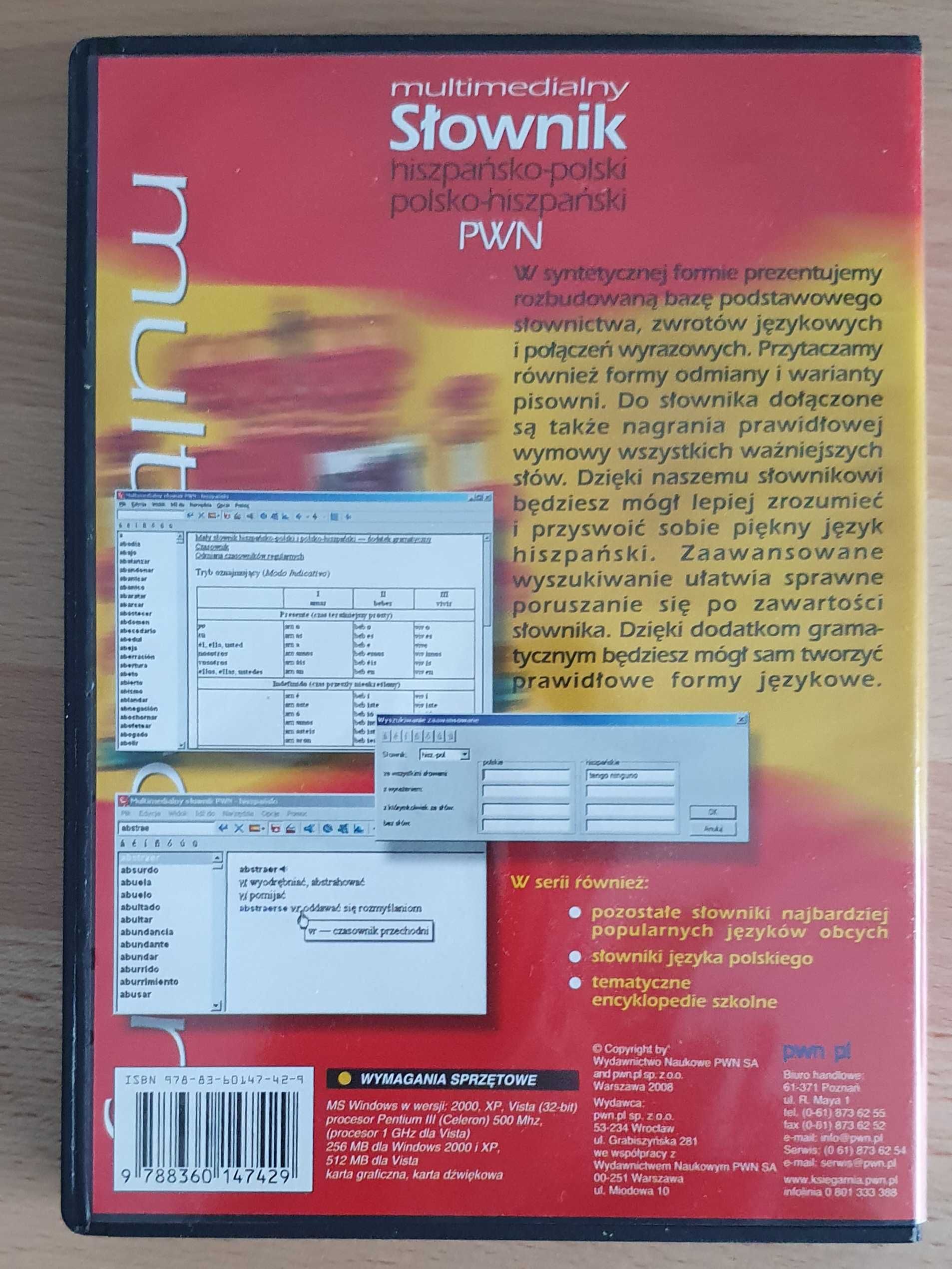 Multimedialny słownik hiszpańsko-polski PWN (Płyta CD)