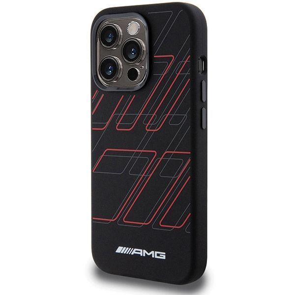Etui Ochronne AMG iPhone 15 Pro 6.1" - Czarny Z Wzorem Rhombuses