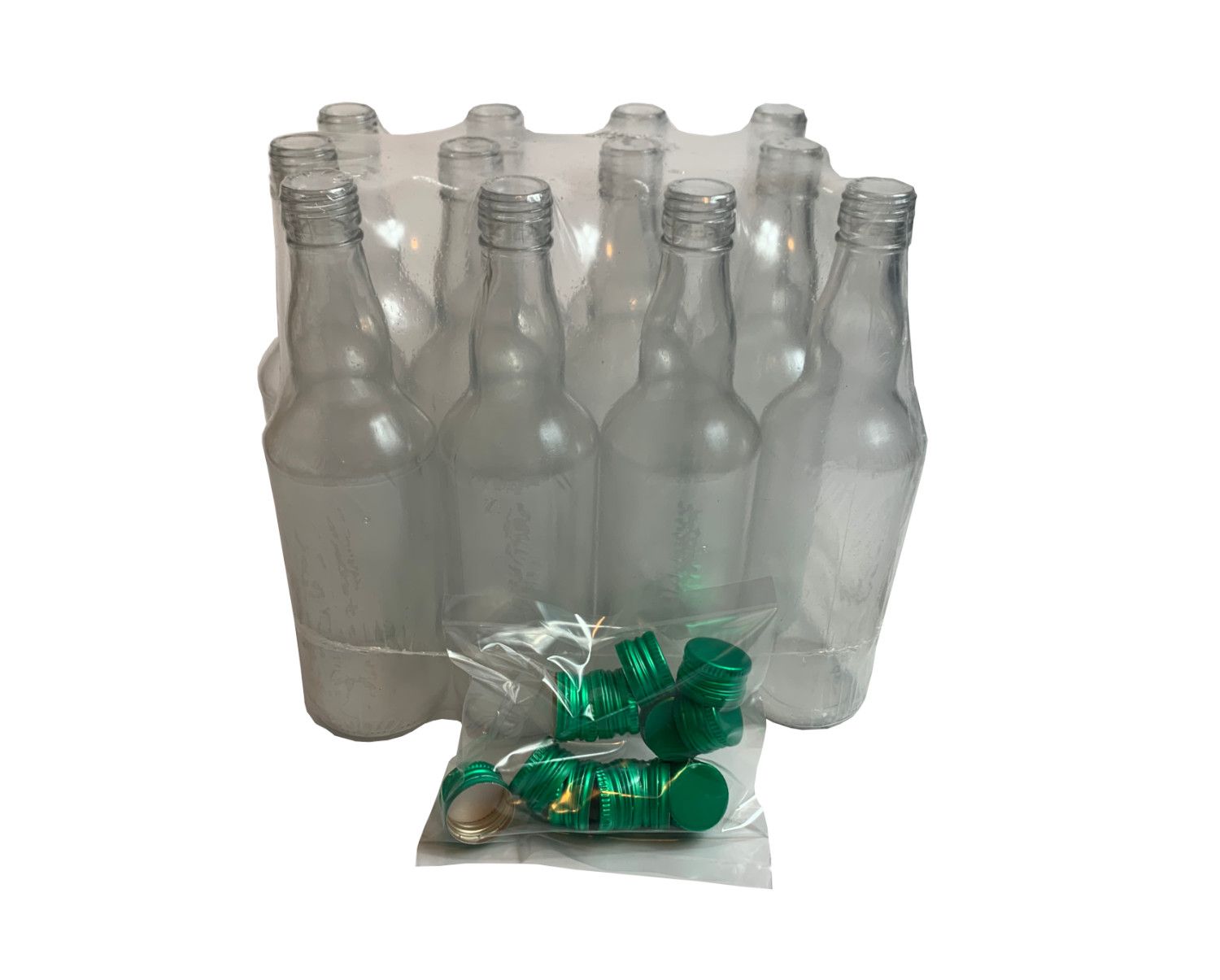 Butelka 500ml + zakrętka kolor zielony -  zestaw 12 sztuk