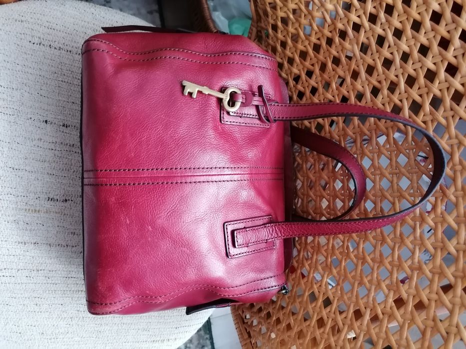 Torebka damska firmy Fossil - skóra naturalna - bordowa