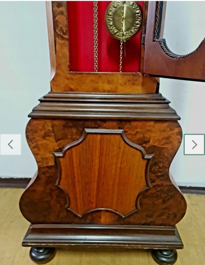 Piekny barokowy zegar stojący Włoski kwadransowy Fornirowany