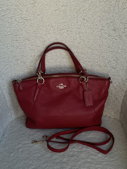 Сумка красная кожа COACH KELSEY SATCHEL