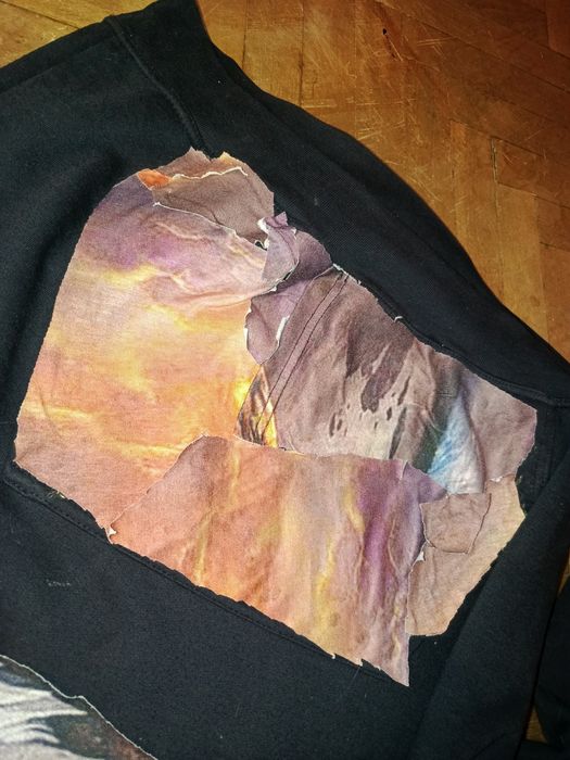 Hoodie boxy oversize eagle sunset patchwork