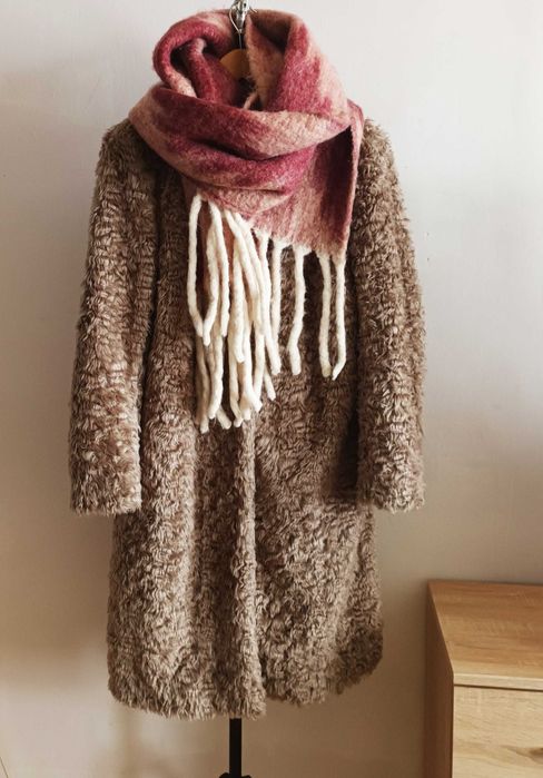 H&M sztuczne futro futrzak płaszcz  przejściowy baranek rozm. 42