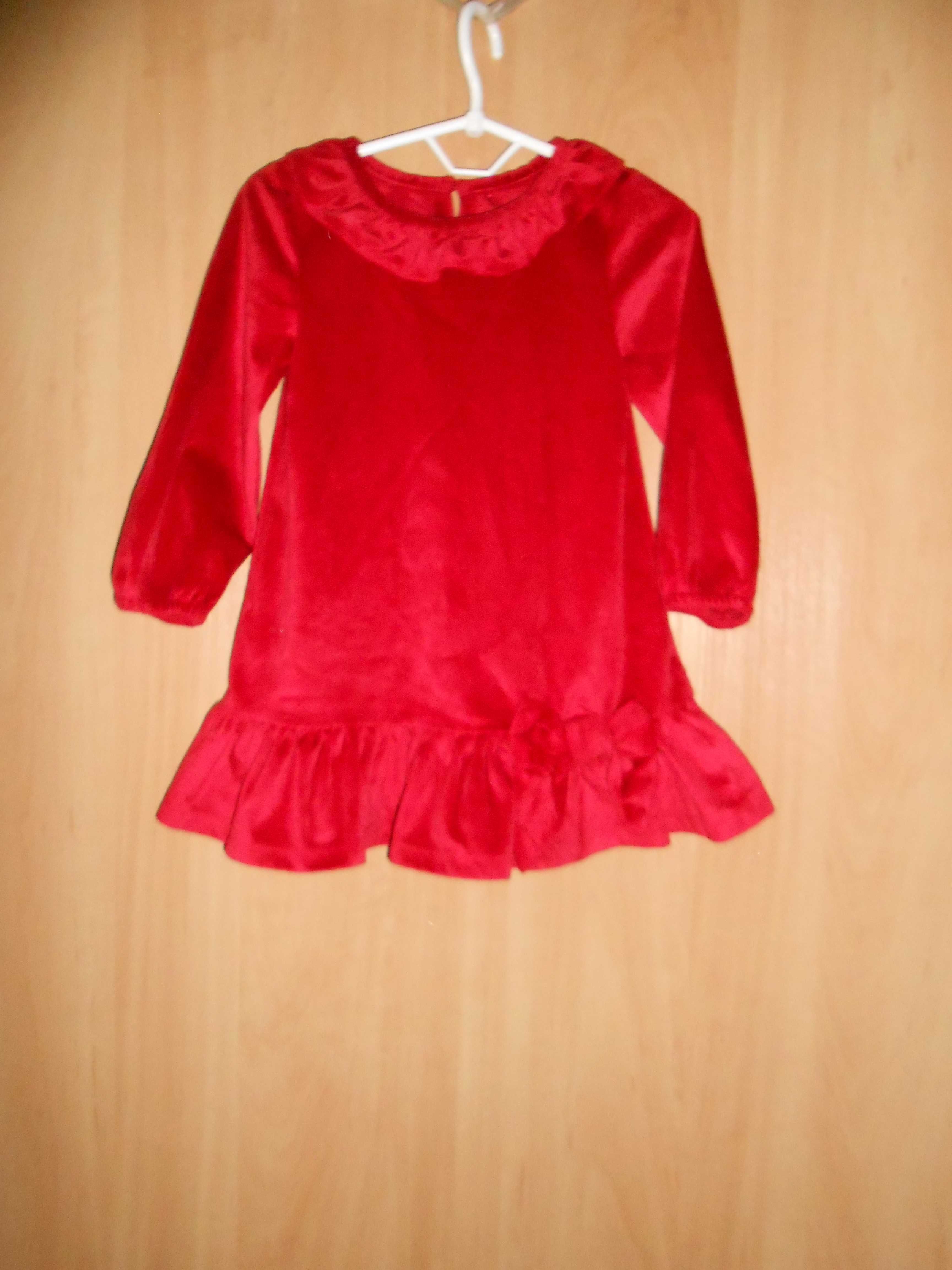 сукня для дівчинки 9-12-18 місяців 80 см червоний бархат ( велюр)