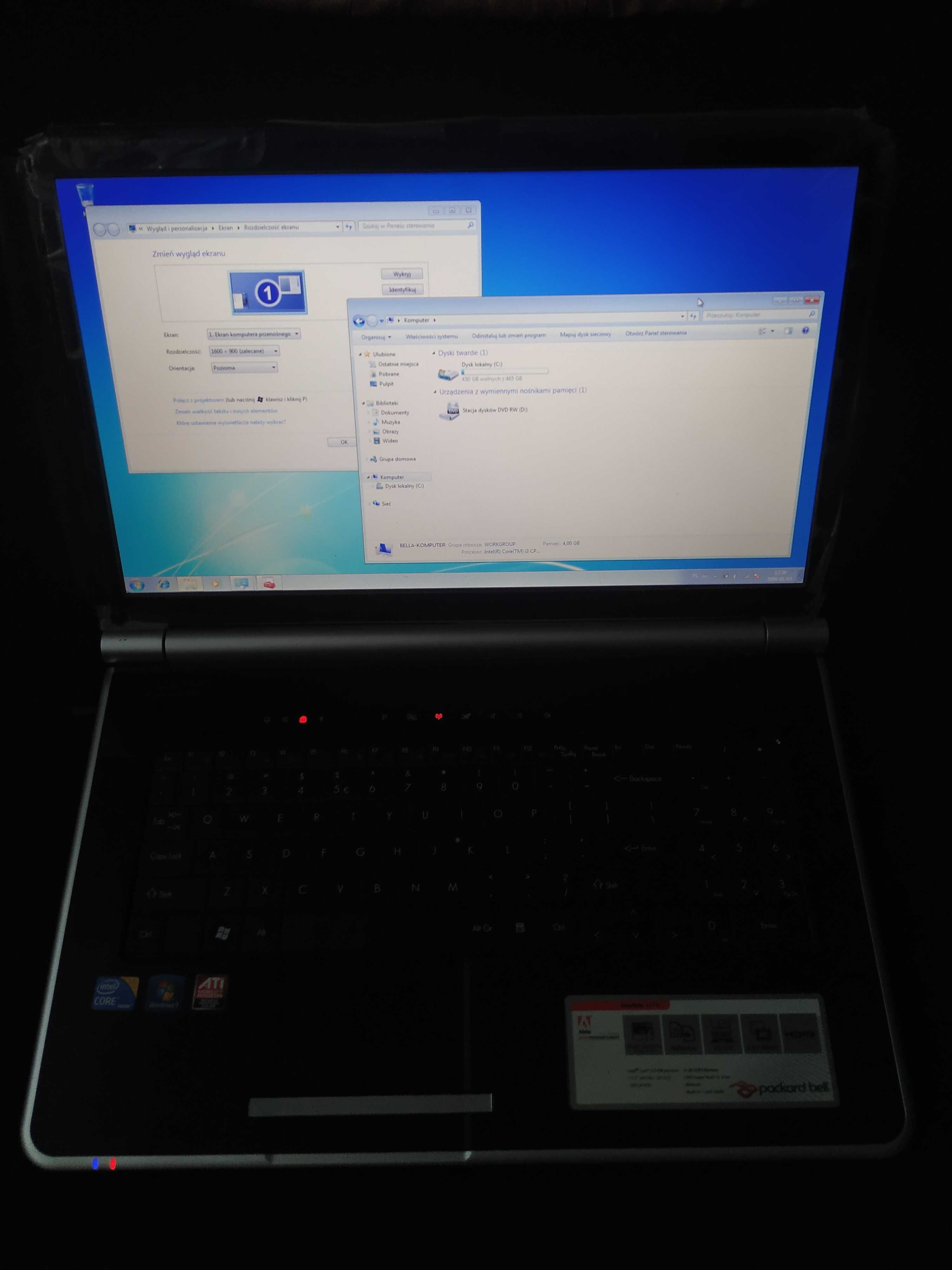 Laptop Intel i3 2,4GHz, 4GB RAM, matryca 17,3
