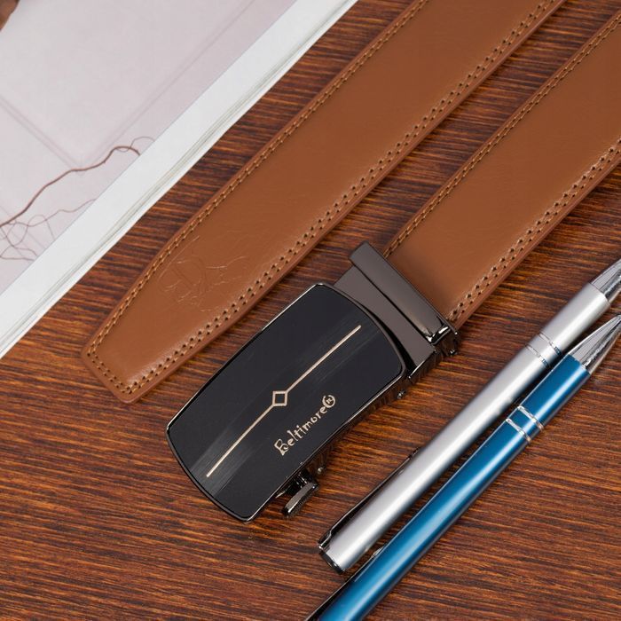 Pasek męski skórzany do spodni jeans casual automat gładka skóra 110