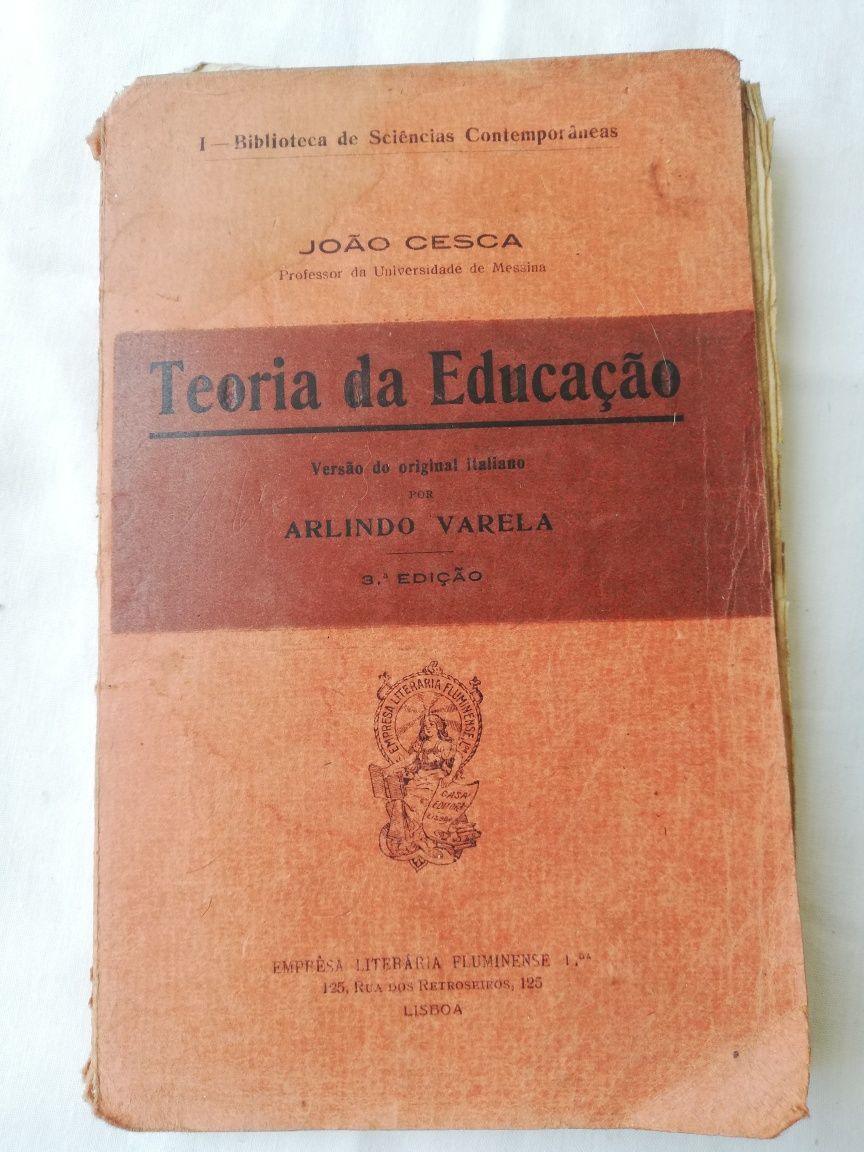 Livro "A Teoria da Educação", ano de 1923