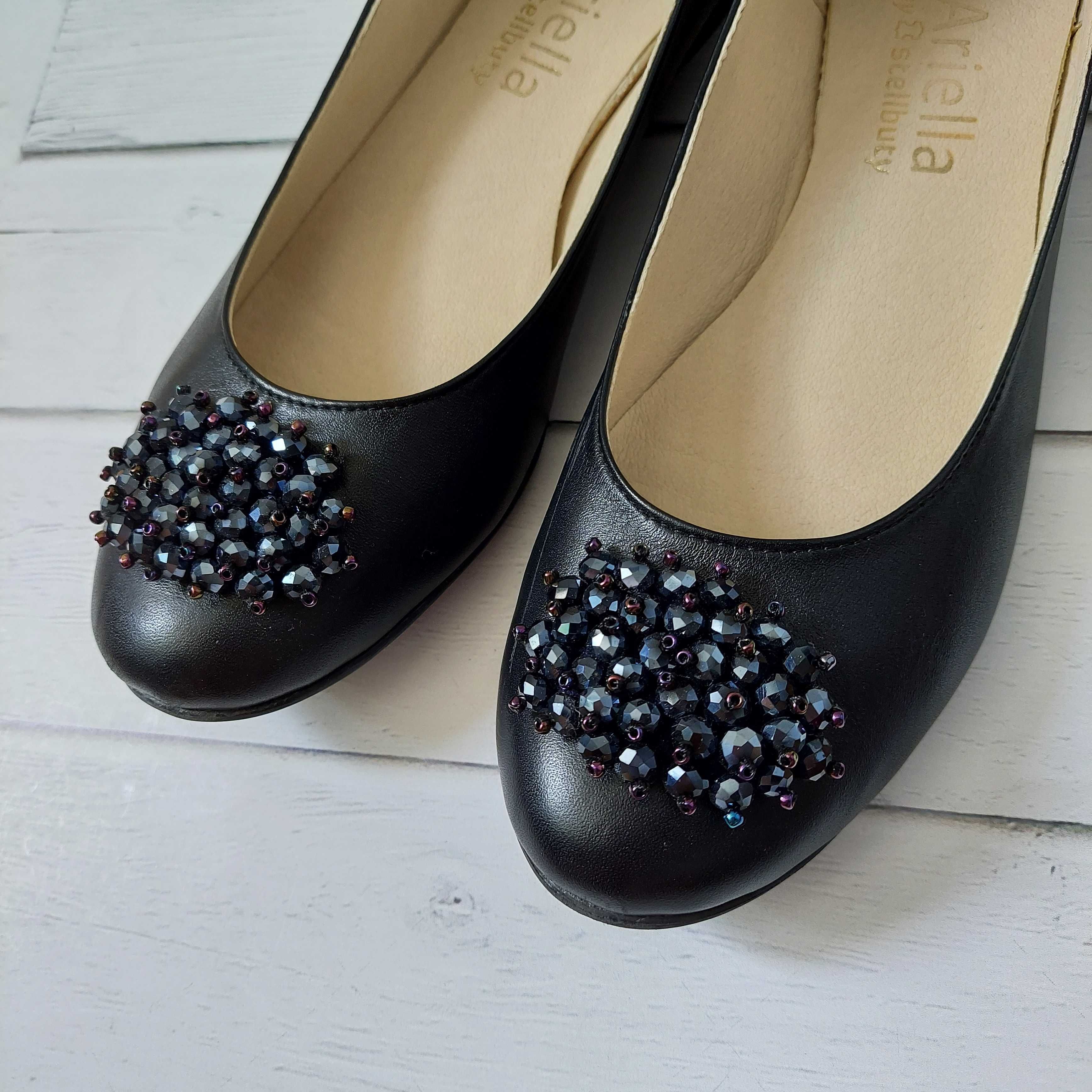 ARIELLA KIMI Viva baleriny eleganckie czarne balerinki skórzane buty