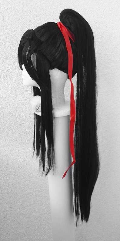 Czarna peruka z kitką długa cosplay wig Wei Wuxian z Mo Dao Zu Shi