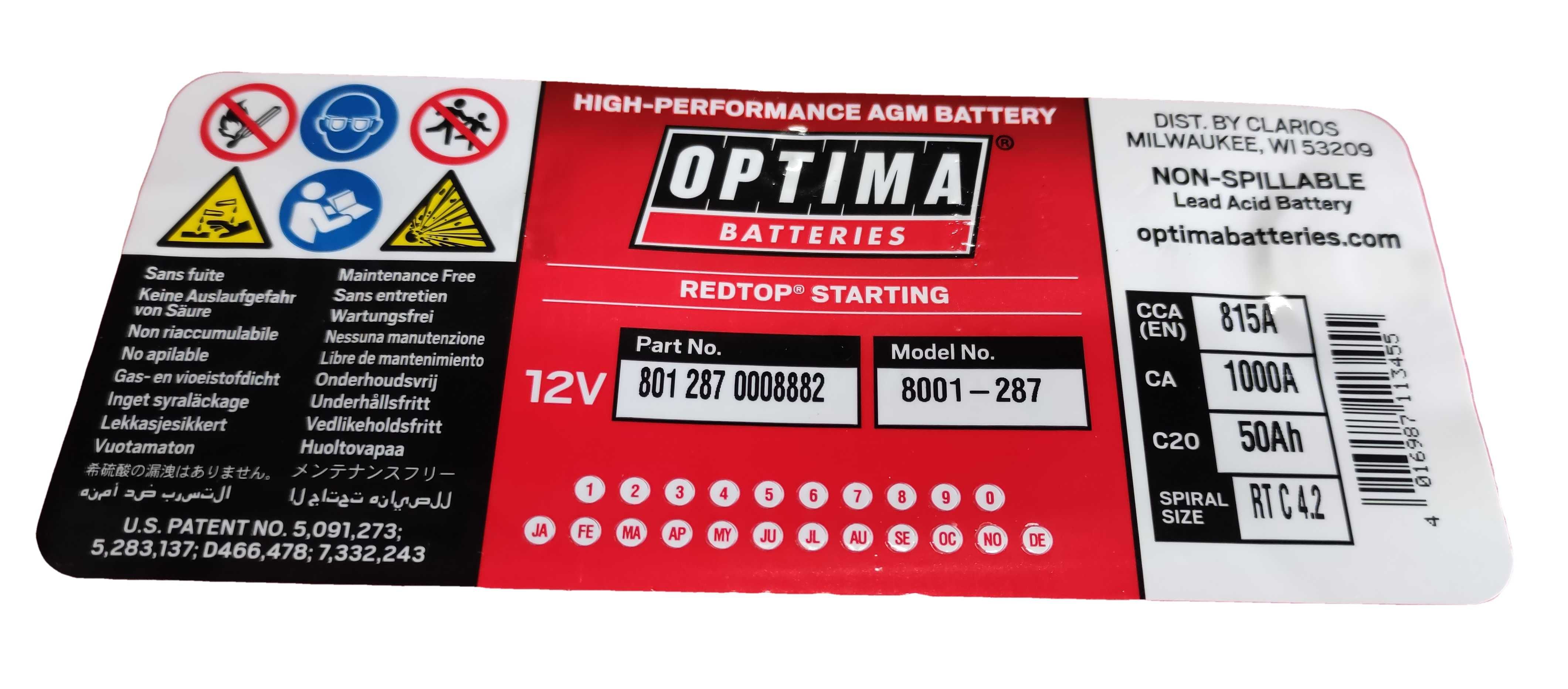 Akumulator OPTIMA RED RTC4.2 50Ah 1000A 12V NOWY Wrocław