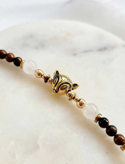 Unikalna Bransoletka z Motywem Lisa z Naturalnych Kamieni, Wyjątkowa!