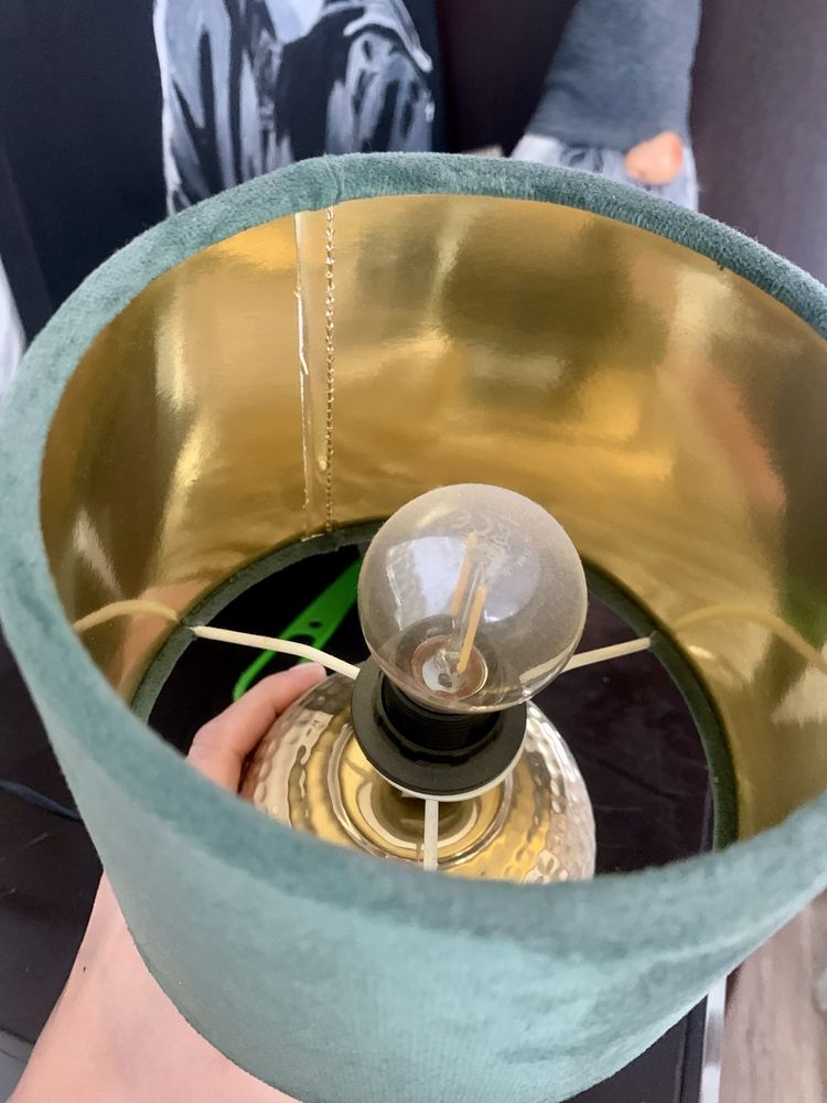 Żyrandol/ lampa wisząca butelkowa zieleń, złoty, welur