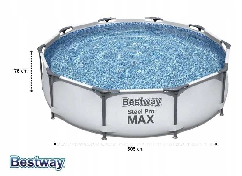Basen Stelażowy Bestway 305x76 cm – 10ft Steel Pro – Ogród/Lato – Nowy