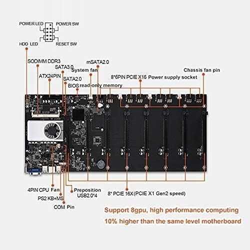 BTC-37 Mining Motherboard CPU 8 Video Card Slots DDR3 Memory p/ peças