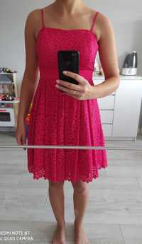 Koronkowa sukienka Orsay. Kolor różowy, fuksja. Rozmiar M 38.