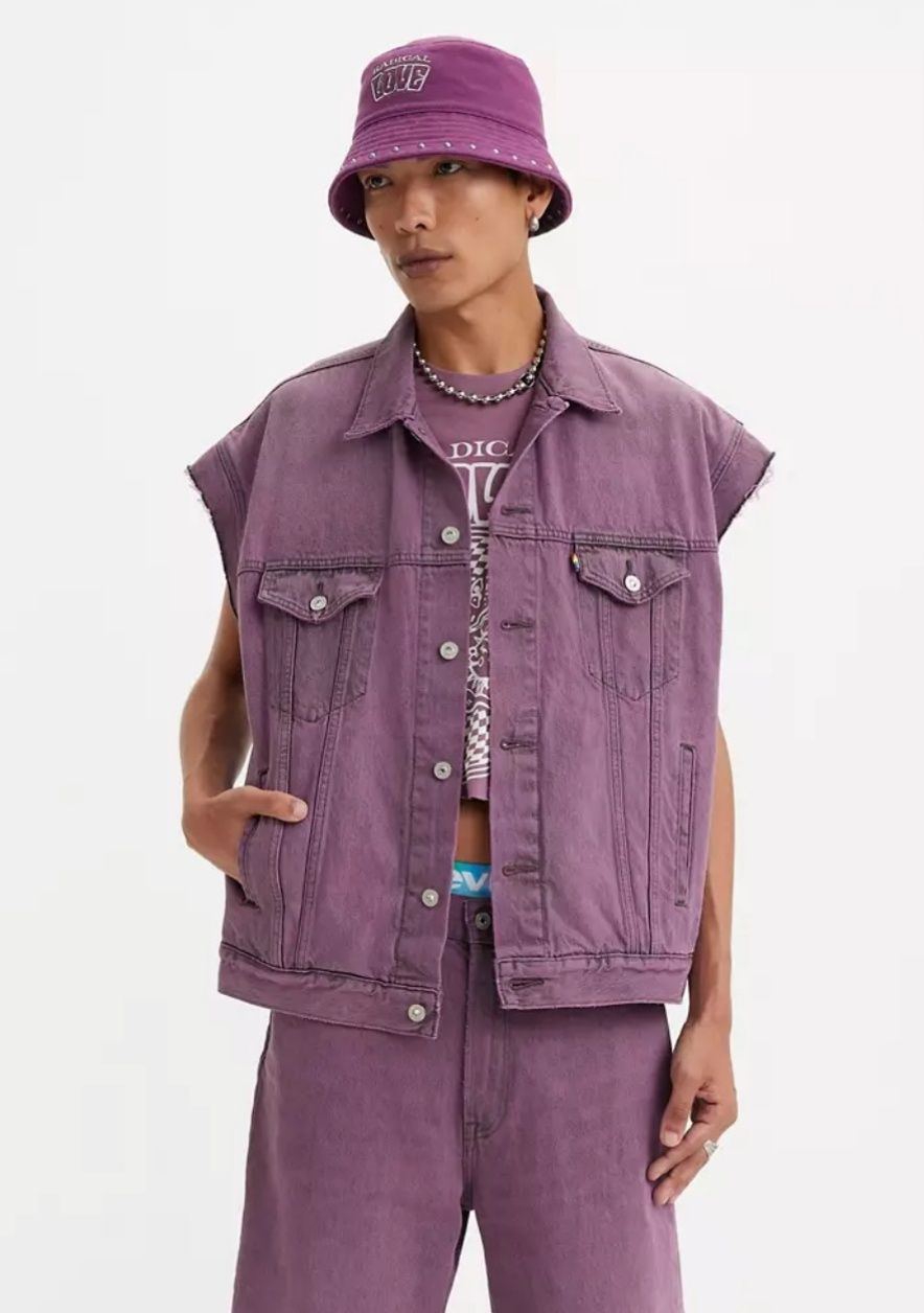 Bezrękawnik męski jeansowy oversize fioletowy Levi's XL