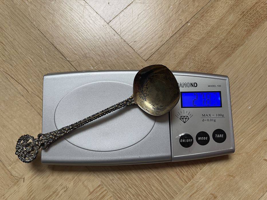 Stara Rosyjska Srebrna Złocona Łyżeczka do Cukru Srebro 916