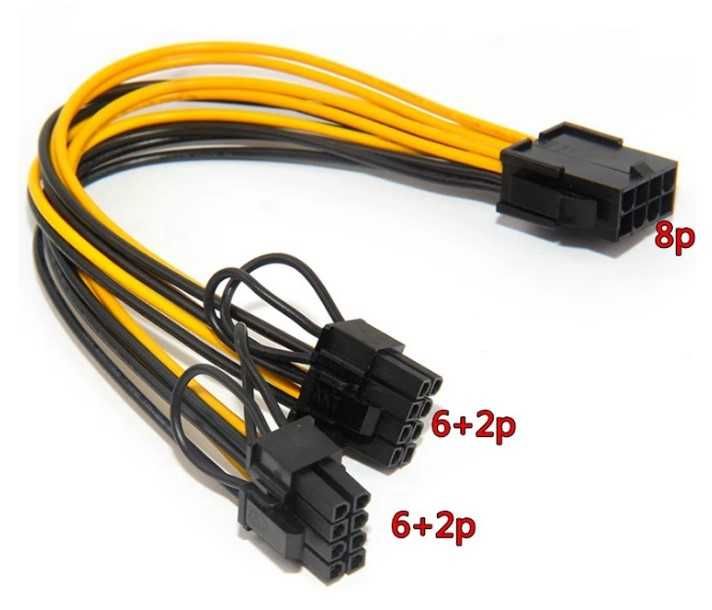 Adaptador Extensão PCI-E splitter de 8 Pin para Duplo 8 Pin (6+2 Pin)