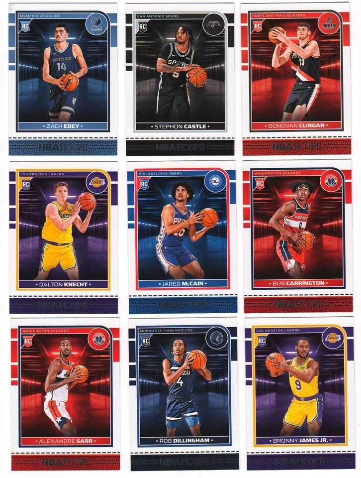 Kompletny set nba hoops 280 kart, 2024-25 numery 1-280 z rookie i base