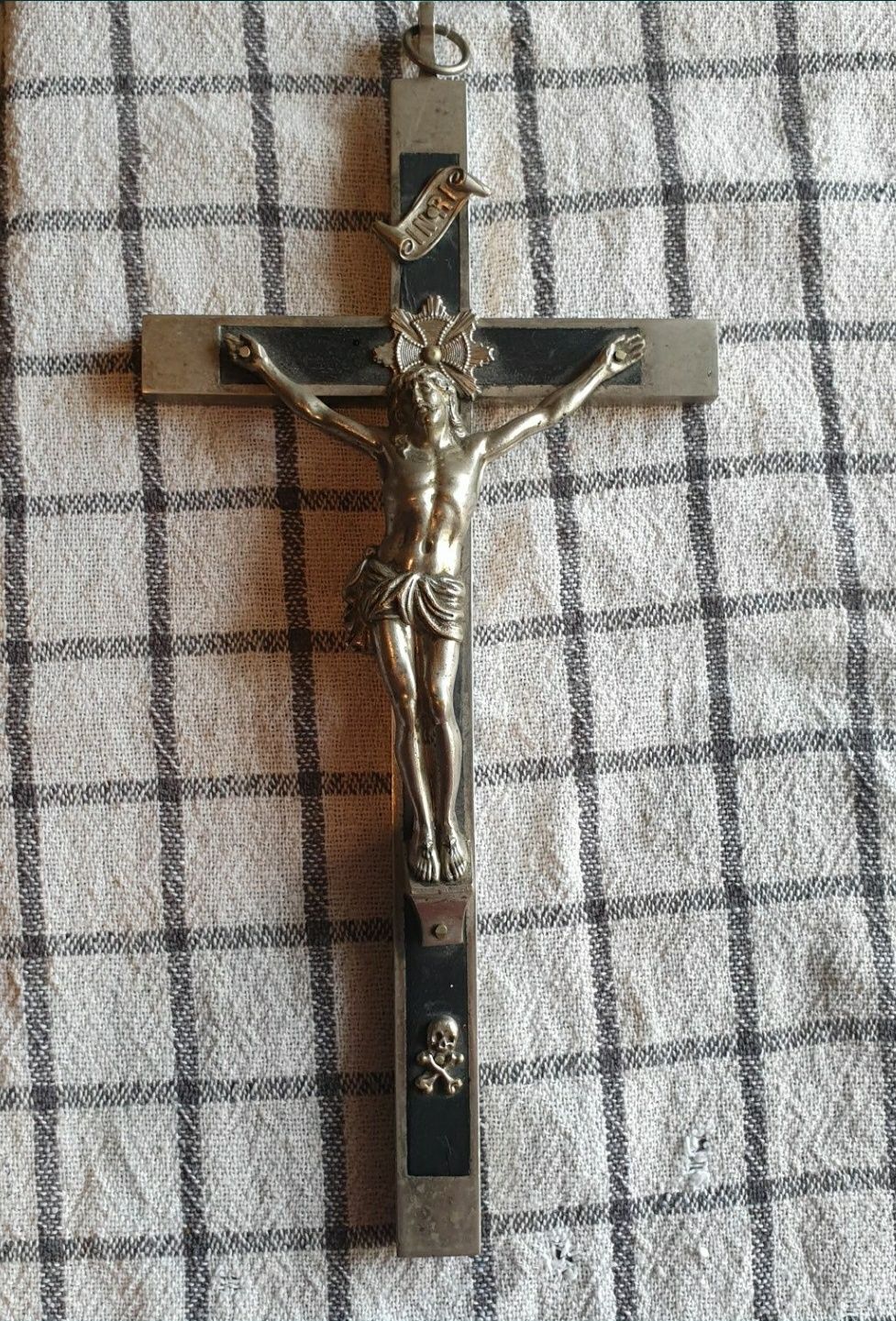 Crucifix Cross Antique 1800's Victorian Brass Pectoral/Krzyż zakonny