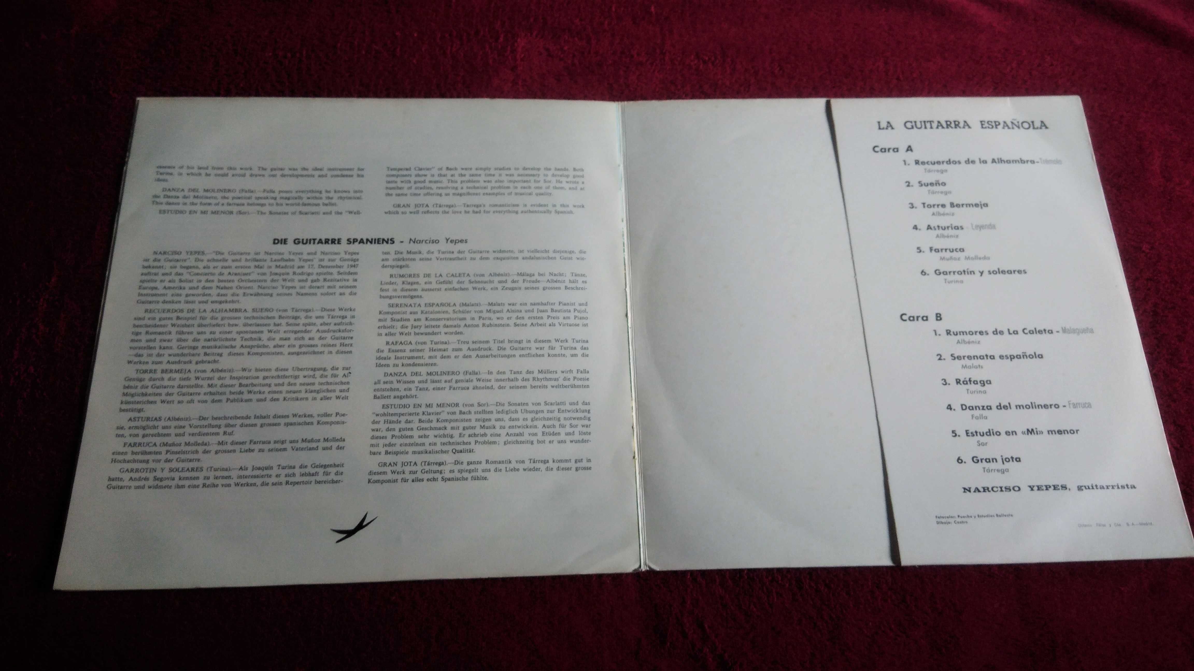 Disco vinil Narciso Yepes – La Guitarra Española, ed. 1964