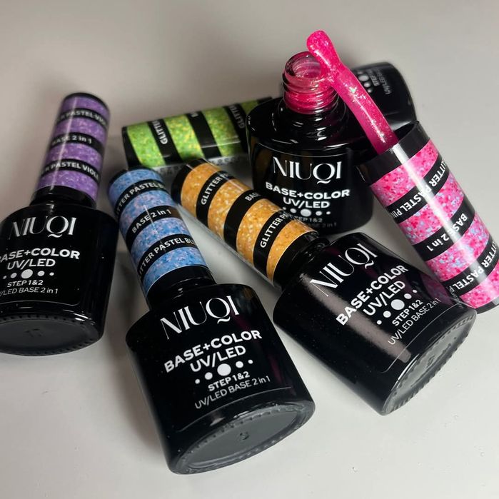 Wysyłka 1zl NIUQI baza+ color nowe hybrydowe bazy do paznokci