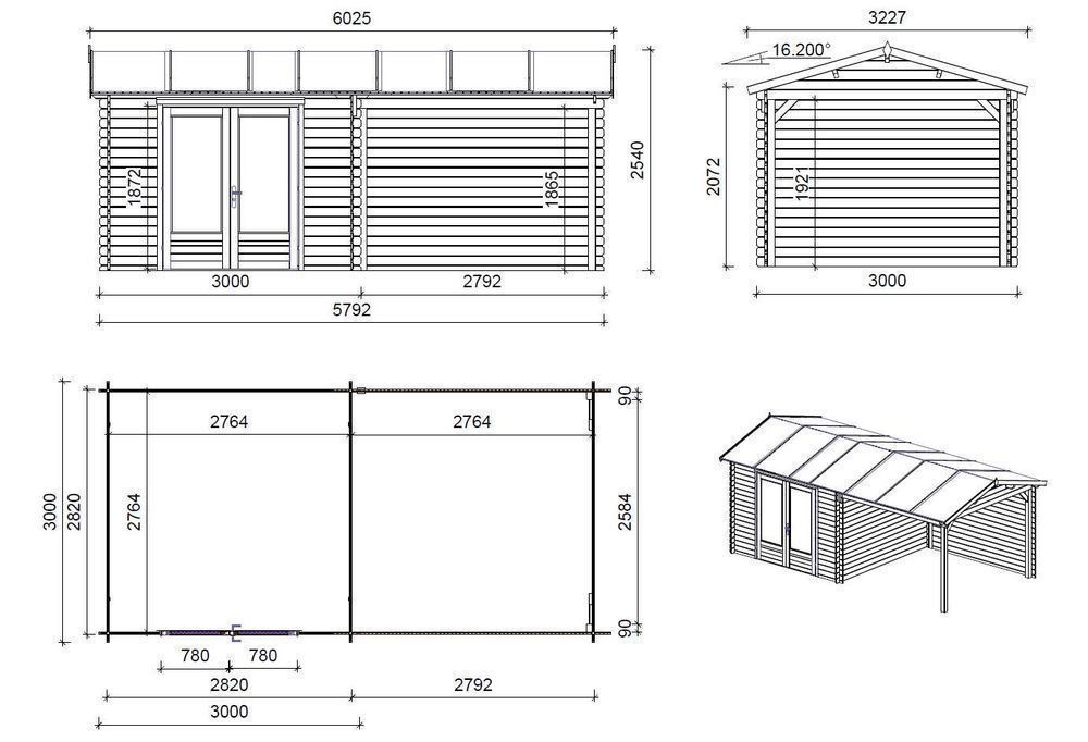 Domek ogrodowy narzędziowy 3x3+2,9m aluminiowe drzwi DOM639 DOM640 641