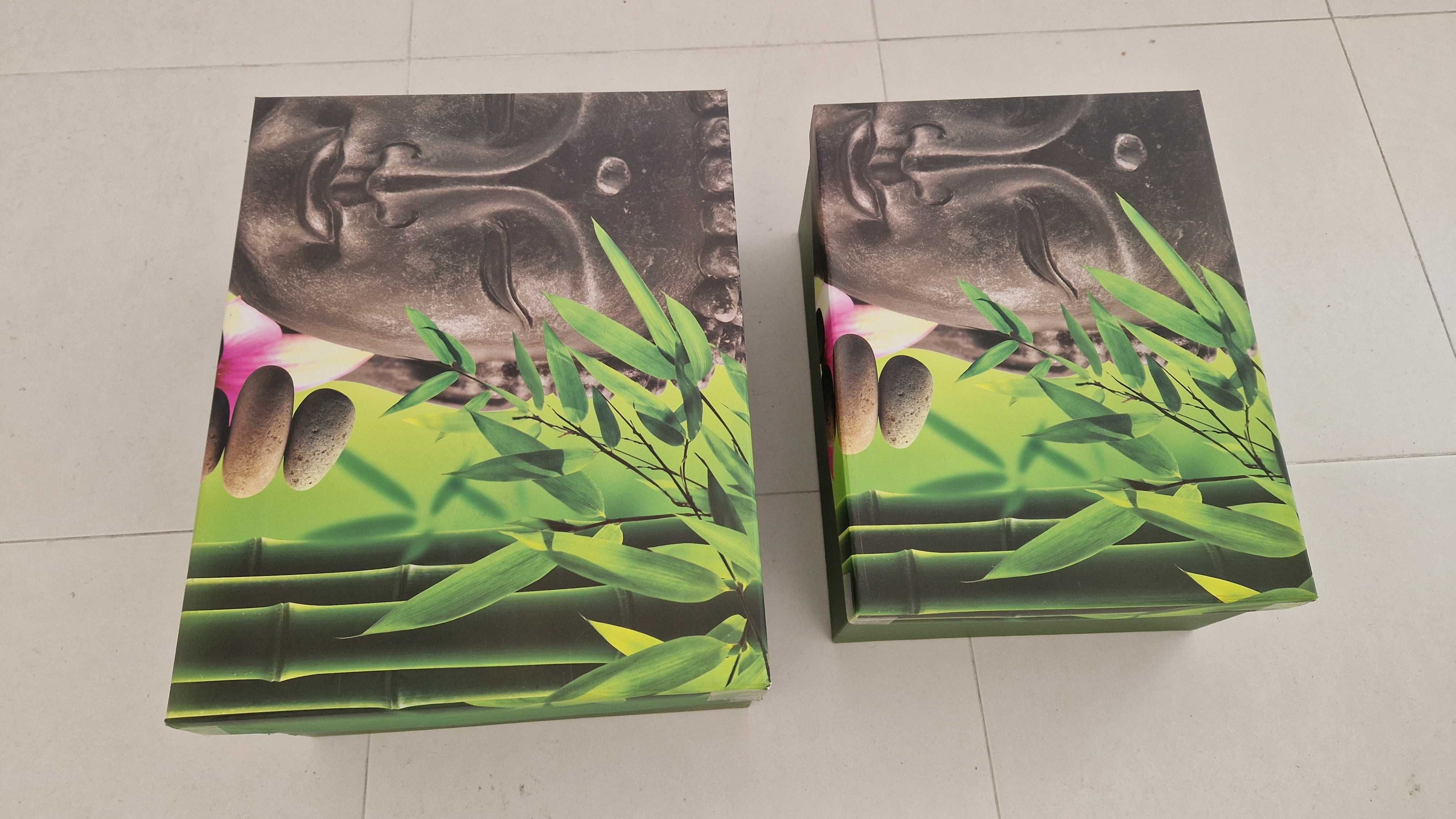 2 caixas de arrumação em cartão com tampa
