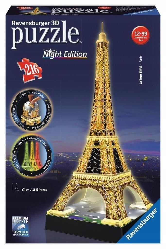 Puzzle 3d Wieża Eiffla Night Edition, Ravensburger