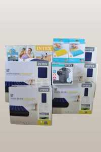 Велюровий матрац надувний одномісний Intex комплект насос подушка