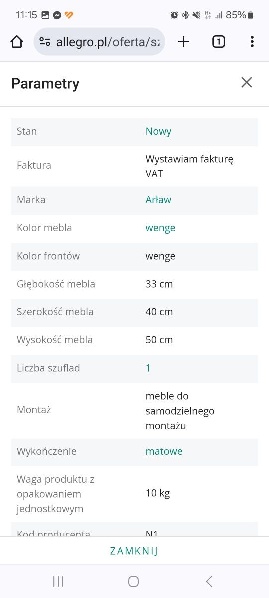 Szafki nocne jak nowe 2 sztuki (lewa, prawa)