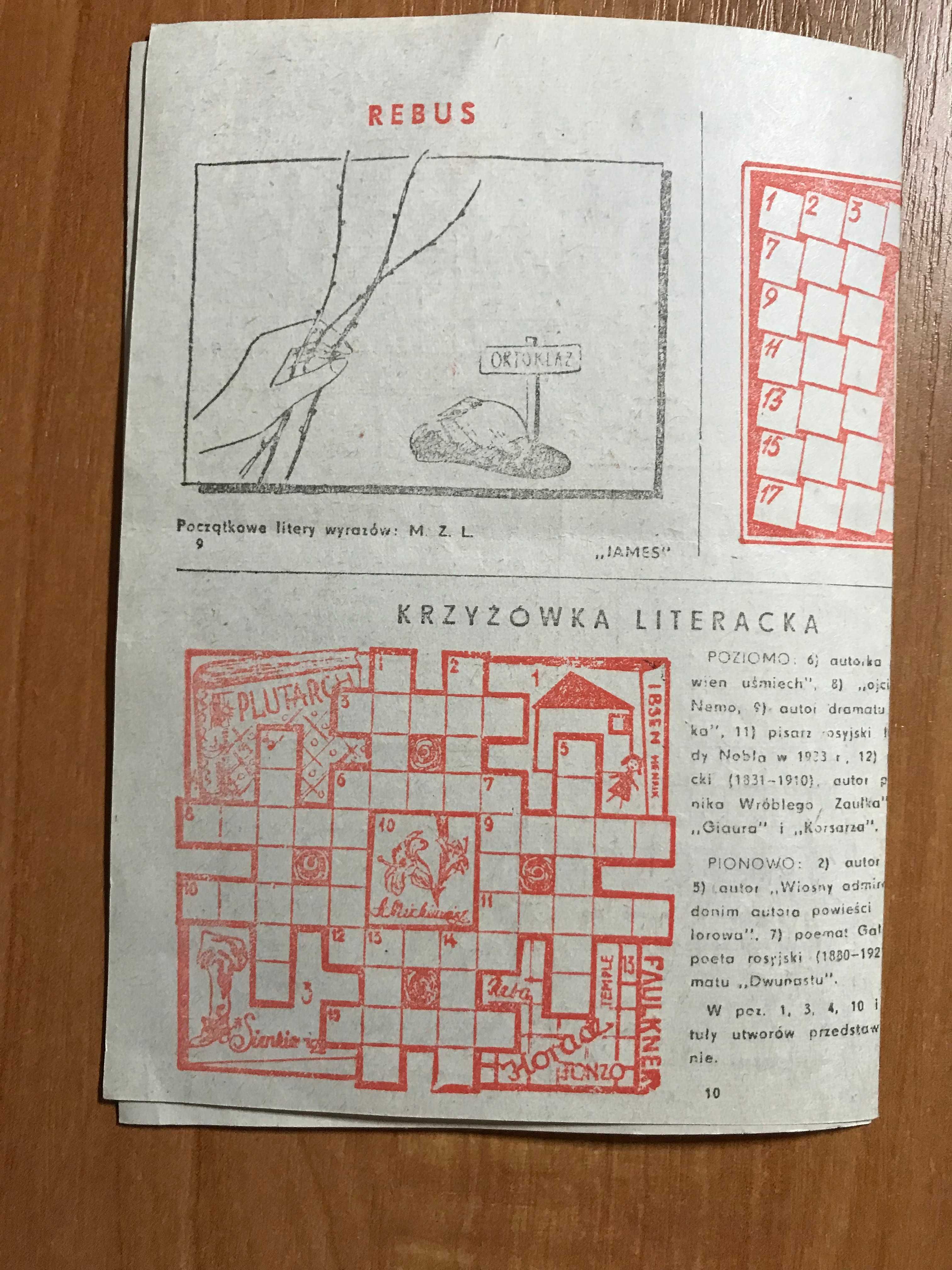 Mała krzyżówka wakacyjna lato  1970 pamiątki PRL Vintage