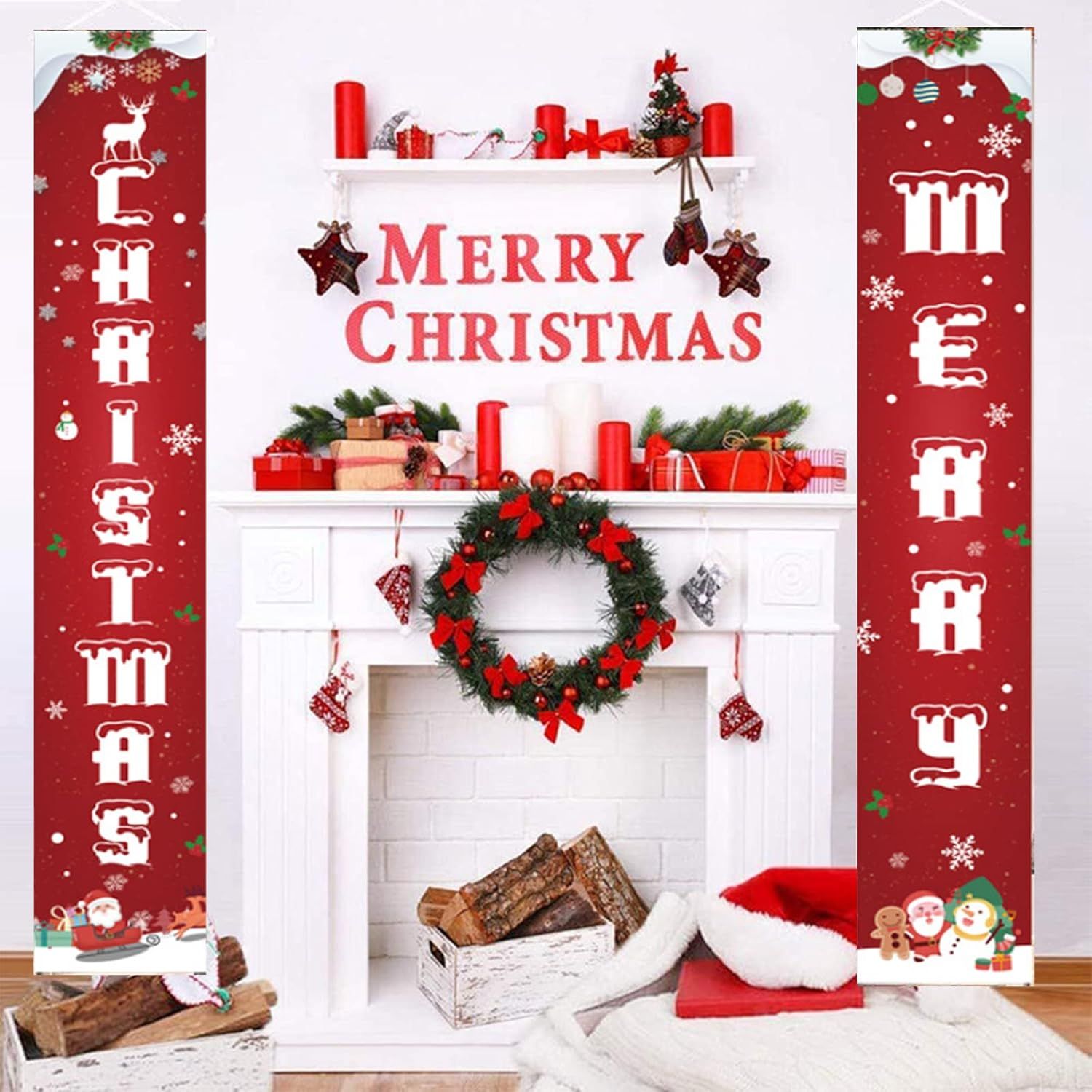Baner Świąteczny Merry Christmas Dekoracja na Drzwi i Ściany 30x180 cm