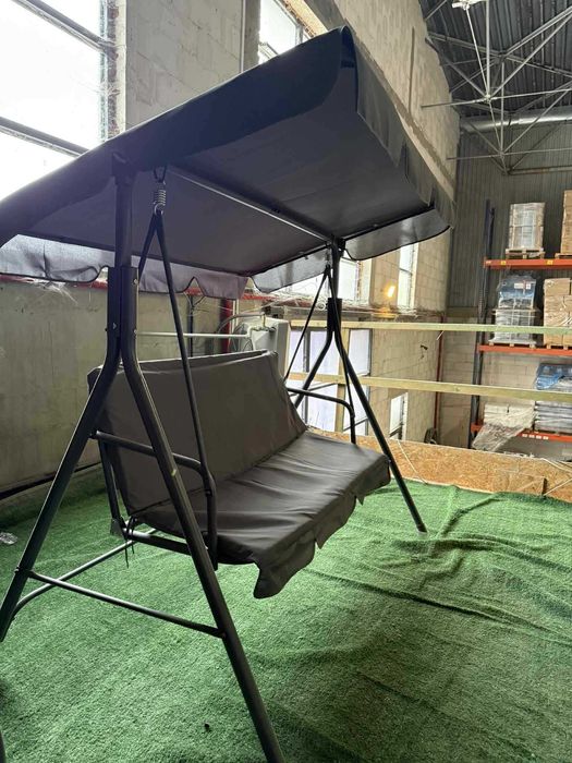 Huśtawka ogrodowa 3-osobowa z regulowanym daszkiem - POWYSTAWOWA