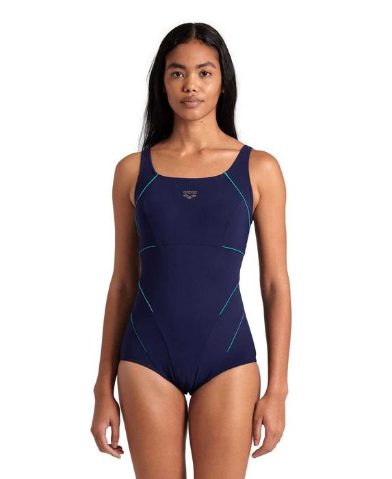 Arena Strój Kąpielowy Damski Navy-Bali Green Shaping UV Ochrona 40 EU