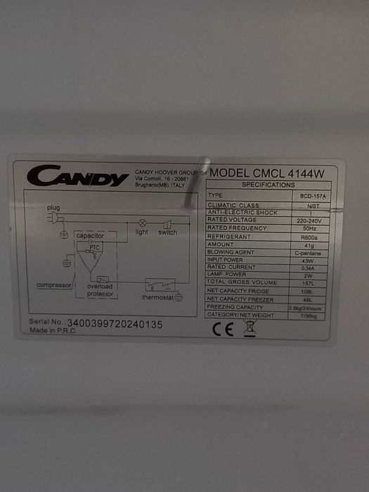Frigorífico combinado Candy CMCL 4144W Low Frost 144cm 157L