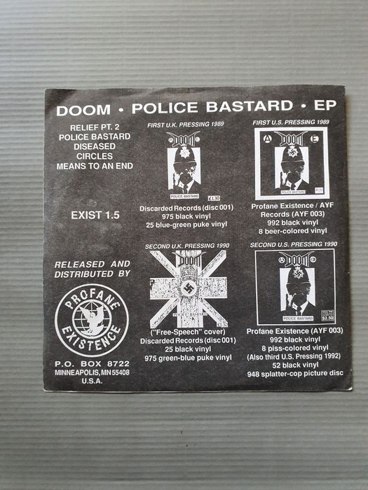 Doom Police Bastards (EP,7 winyl,USA) punk