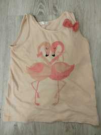 Koszulka bluzka dziewczęca ramiączka flamingi 116