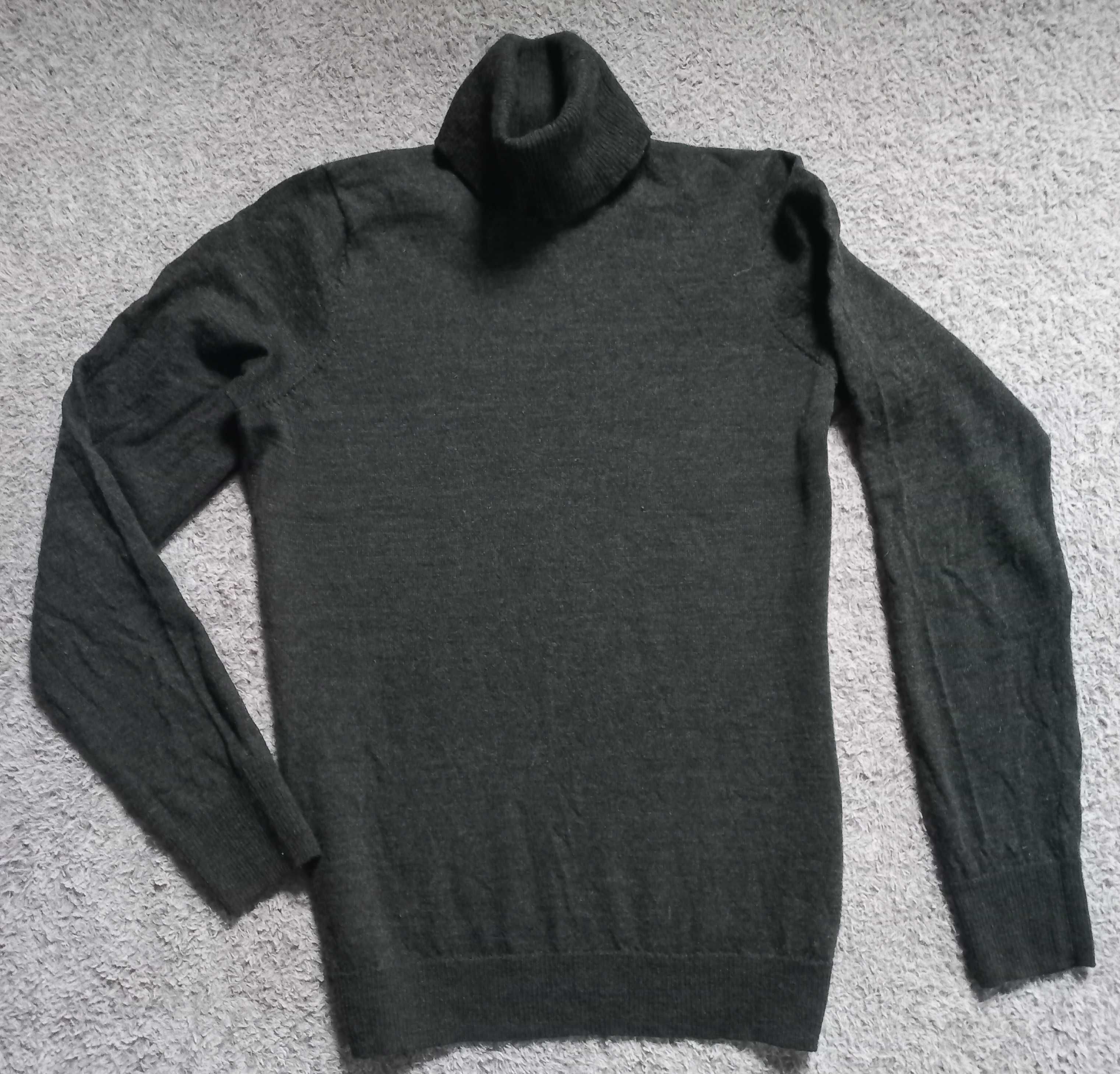 Sweter damski z golfem golf 100% extra fine merino merynos wool L / 40