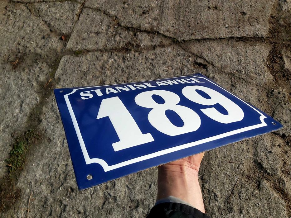 jak Nowa tabliczka emaliowana tablica nr domu miejscowość Vintage PRL