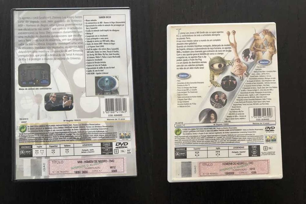 2xDVD MIB: Homens de Negro 1 & 2 (Ed. PT) - portes incluídos