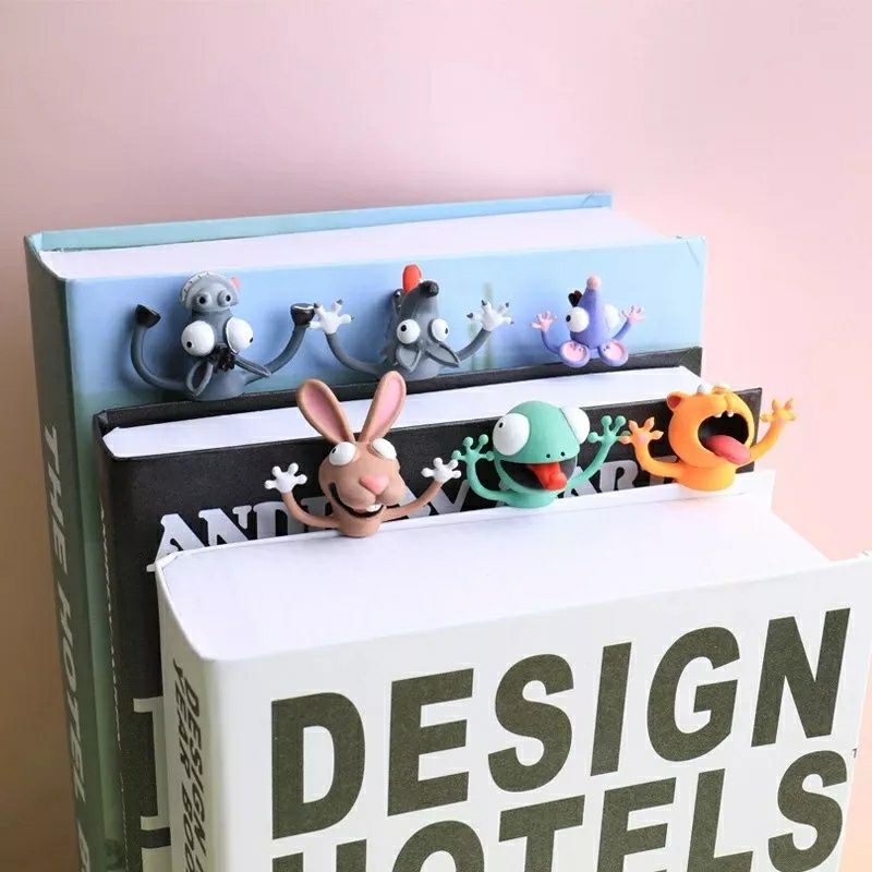 Marcador de livro 3d animal criativo com caixa-embalagem fofo cartoon